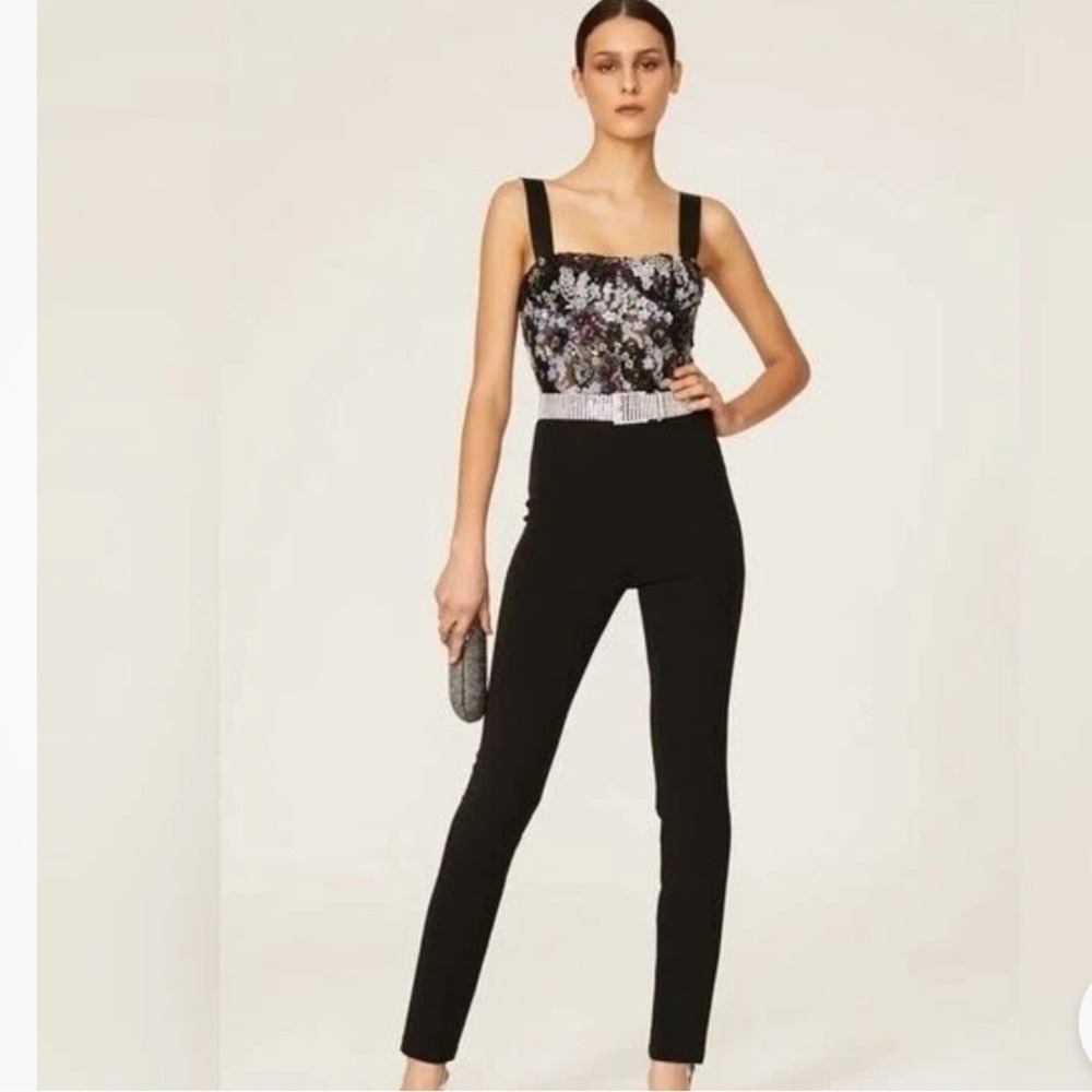 Bronx and Banco SZ SM the‎ Annabel Black Jumpsuit w beaded sequined bustier top